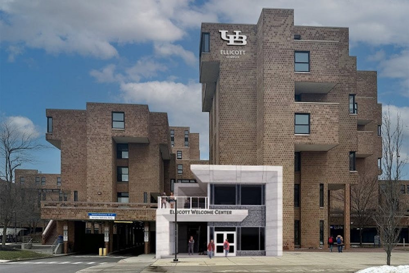 File:Artist's rendering of "The Landing at Ellicott," a new welcoming entrance and student lounge being added to Ellicott Complex, the largest dormitory complex on UB's North Campus.png